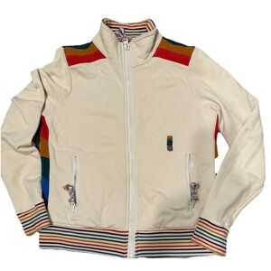 Faherty Track Jacket XS Rainbow Stripe Zip Up Hoodie Retro Indie 90s Cotton